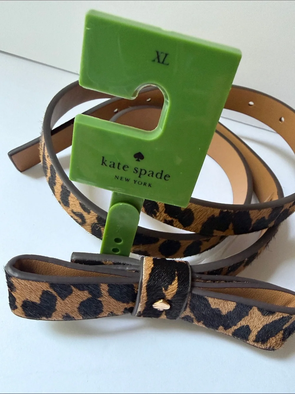 NWT Kate Spade  Leopard Print Bow Belt - Brown/Black XL